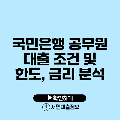 국민은행 공무원 대출: 조건 및 한도, 금리 분석
