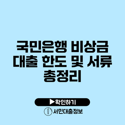 국민은행 비상금 대출 한도 및 서류 총정리