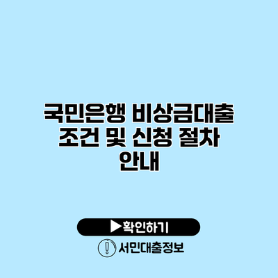 국민은행 비상금대출 조건 및 신청 절차 안내