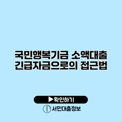 국민행복기금 소액대출: 긴급자금으로의 접근법