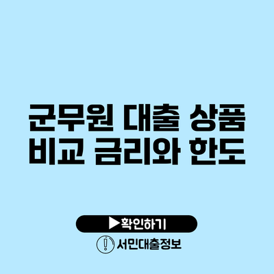 군무원 대출 상품 비교: 금리와 한도
