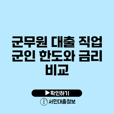 군무원 대출: 직업 군인 한도와 금리 비교