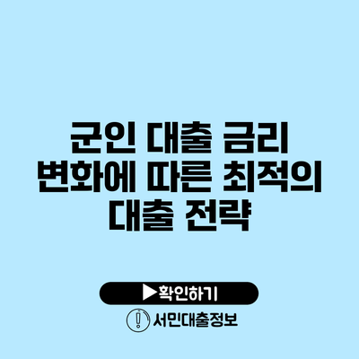 군인 대출 금리 변화에 따른 최적의 대출 전략
