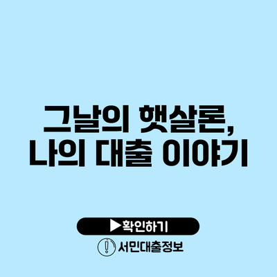 그날의 햇살론, 나의 대출 이야기
