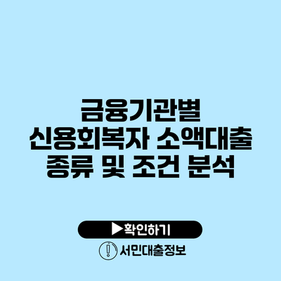 금융기관별 신용회복자 소액대출 종류 및 조건 분석
