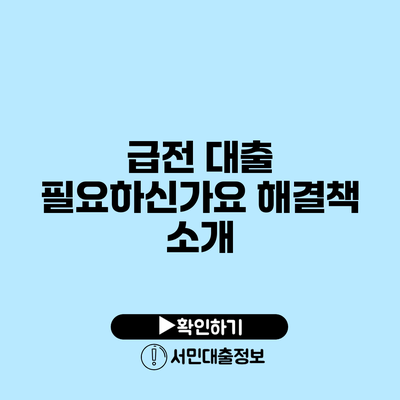 급전 대출 필요하신가요? 해결책 소개