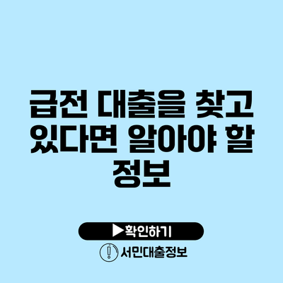 급전 대출을 찾고 있다면 알아야 할 정보