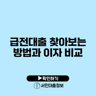 급전대출: 찾아보는 방법과 이자 비교