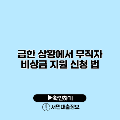 급한 상황에서 무직자 비상금 지원 신청 법