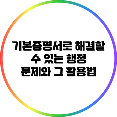 기본증명서로 해결할 수 있는 행정 문제와 그 활용법