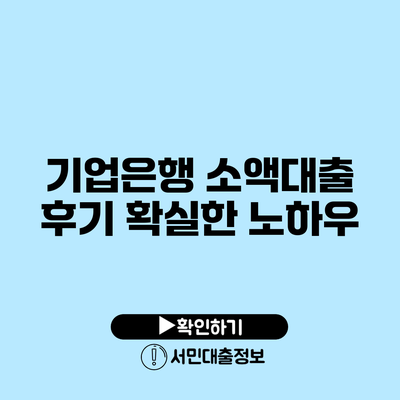 기업은행 소액대출 후기: 확실한 노하우