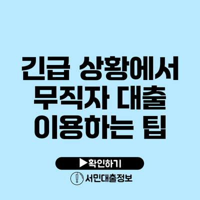 긴급 상황에서 무직자 대출 이용하는 팁