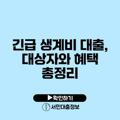 긴급 생계비 대출, 대상자와 혜택 총정리