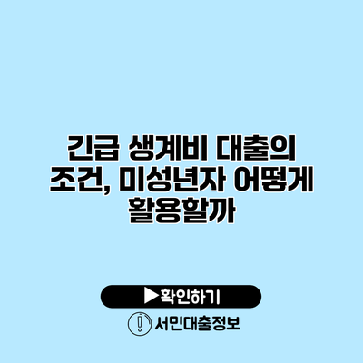 긴급 생계비 대출의 조건, 미성년자 어떻게 활용할까?