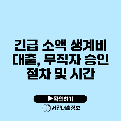 긴급 소액 생계비 대출, 무직자 승인 절차 및 시간