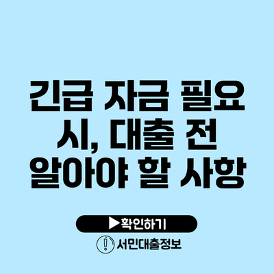 긴급 자금 필요 시, 대출 전 알아야 할 사항