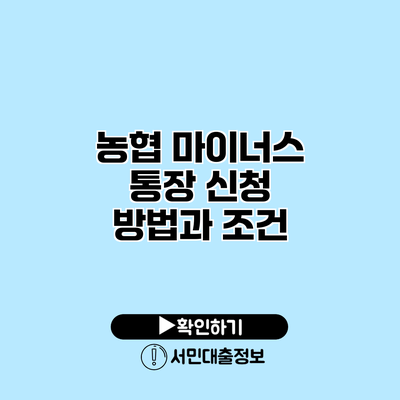 농협 마이너스 통장 신청 방법과 조건