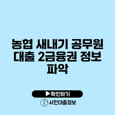 농협 새내기 공무원 대출: 2금융권 정보 파악