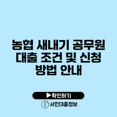 농협 새내기 공무원 대출 조건 및 신청 방법 안내