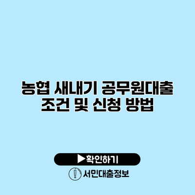 농협 새내기 공무원대출 조건 및 신청 방법