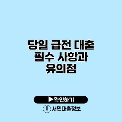 당일 급전 대출: 필수 사항과 유의점