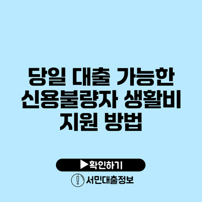 당일 대출 가능한 신용불량자 생활비 지원 방법