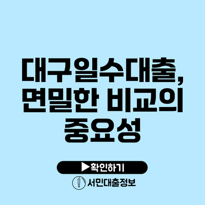 대구일수대출, 면밀한 비교의 중요성