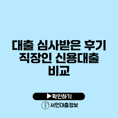 대출 심사받은 후기: 직장인 신용대출 비교