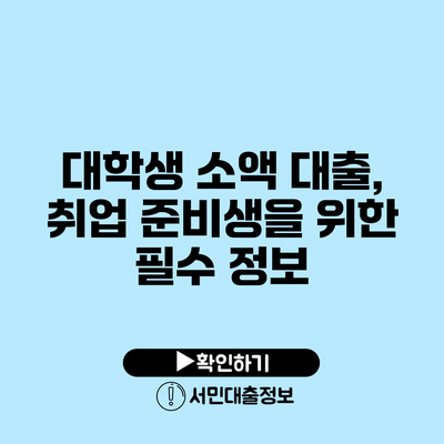 대학생 소액 대출, 취업 준비생을 위한 필수 정보
