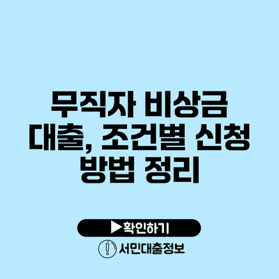 무직자 비상금 대출, 조건별 신청 방법 정리