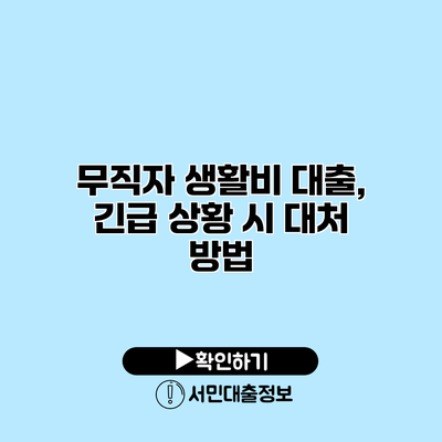 무직자 생활비 대출, 긴급 상황 시 대처 방법