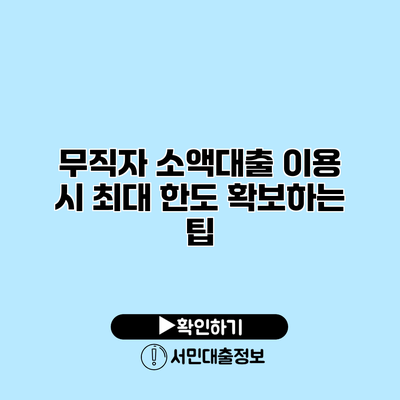 무직자 소액대출 이용 시 최대 한도 확보하는 팁