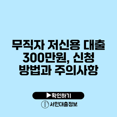 무직자 저신용 대출 300만원, 신청 방법과 주의사항