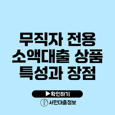 무직자 전용 소액대출 상품 특성과 장점