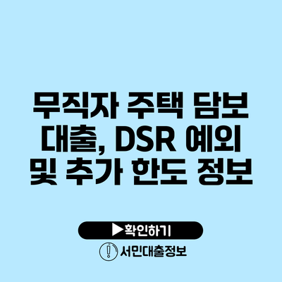 무직자 주택 담보 대출, DSR 예외 및 추가 한도 정보