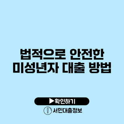 법적으로 안전한 미성년자 대출 방법