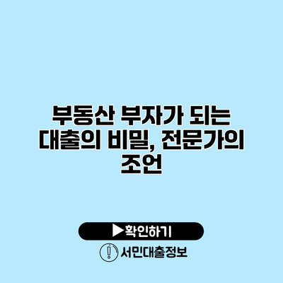 부동산 부자가 되는 대출의 비밀, 전문가의 조언