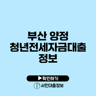 부산 양정 청년전세자금대출 정보