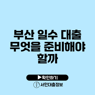 부산 일수 대출: 무엇을 준비해야 할까?