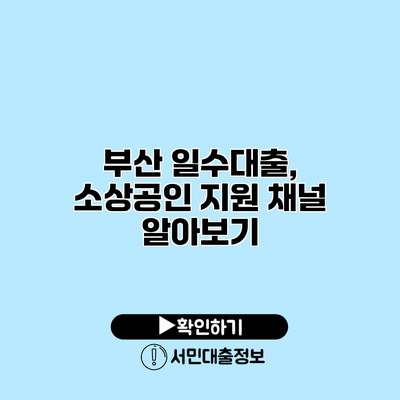 부산 일수대출, 소상공인 지원 채널 알아보기