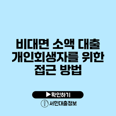 비대면 소액 대출: 개인회생자를 위한 접근 방법