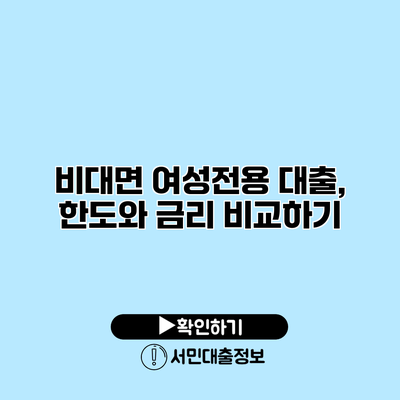 비대면 여성전용 대출, 한도와 금리 비교하기