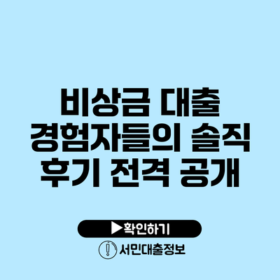 비상금 대출 경험자들의 솔직 후기 전격 공개
