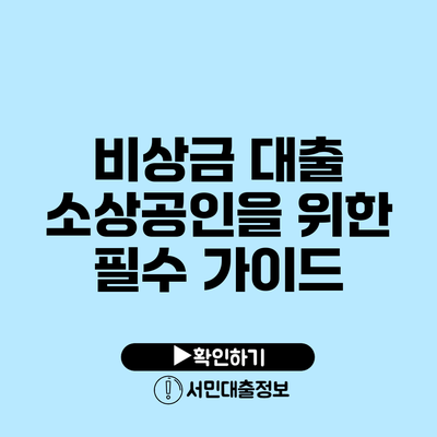 비상금 대출: 소상공인을 위한 필수 가이드