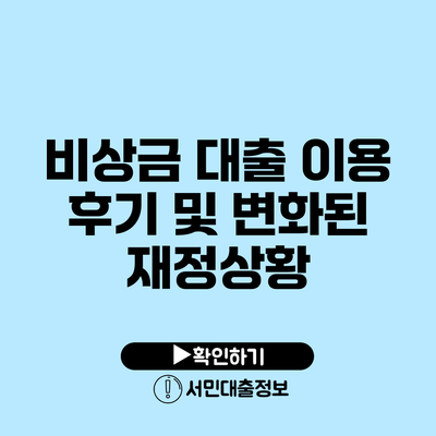 비상금 대출 이용 후기 및 변화된 재정상황