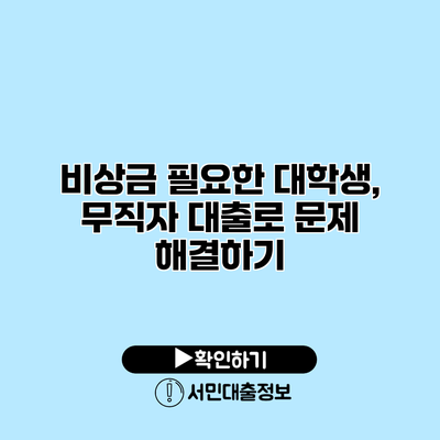비상금 필요한 대학생, 무직자 대출로 문제 해결하기