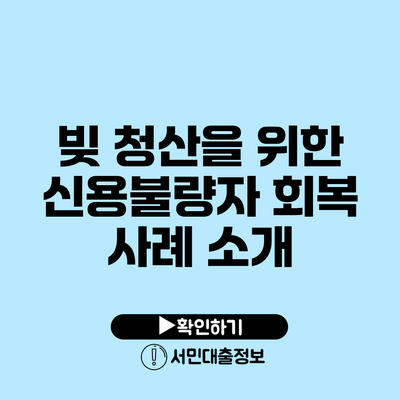 빚 청산을 위한 신용불량자 회복 사례 소개