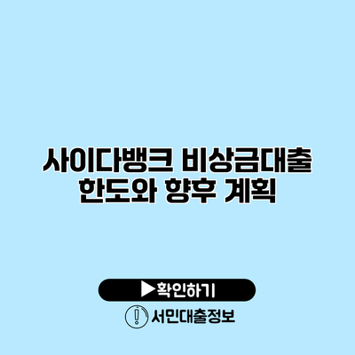 사이다뱅크 비상금대출 한도와 향후 계획