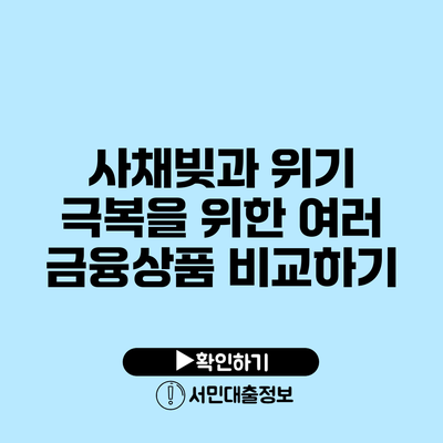 사채빚과 위기 극복을 위한 여러 금융상품 비교하기