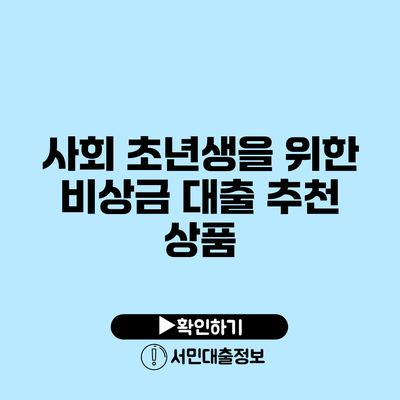 사회 초년생을 위한 비상금 대출 추천 상품